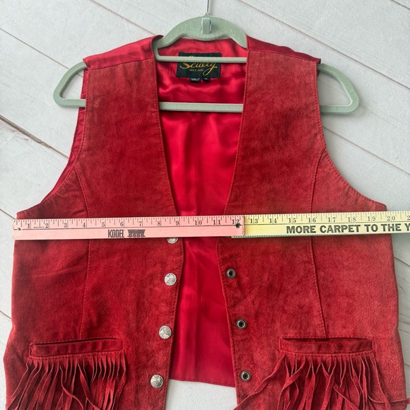 Scullly Red Genuine Leather Fringe Vest Coachella, Cowgirl, Rodeo Women’s 10 - Picture 16 of 16